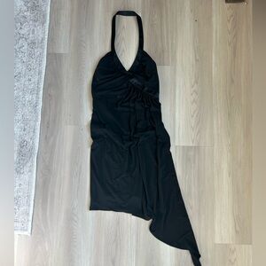 Caché Vintage Black Halter Dress - Size 8 - Asymmetrical Hem